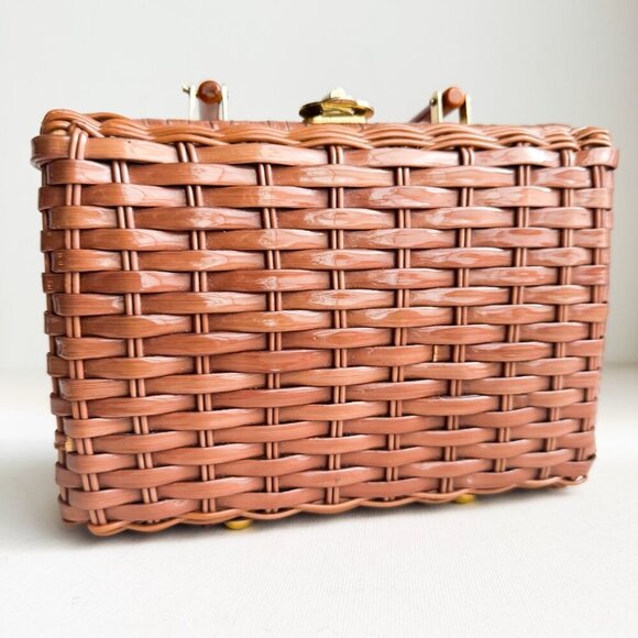 Stein Vintage Woven Basket Structured Small Handbag - Picture 5 of 8